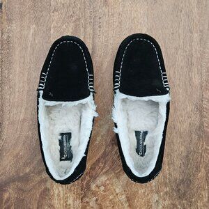 Koolaburra by UGG Moccasin Slippers Womens 7 Black Suede Lezy Faux Fur